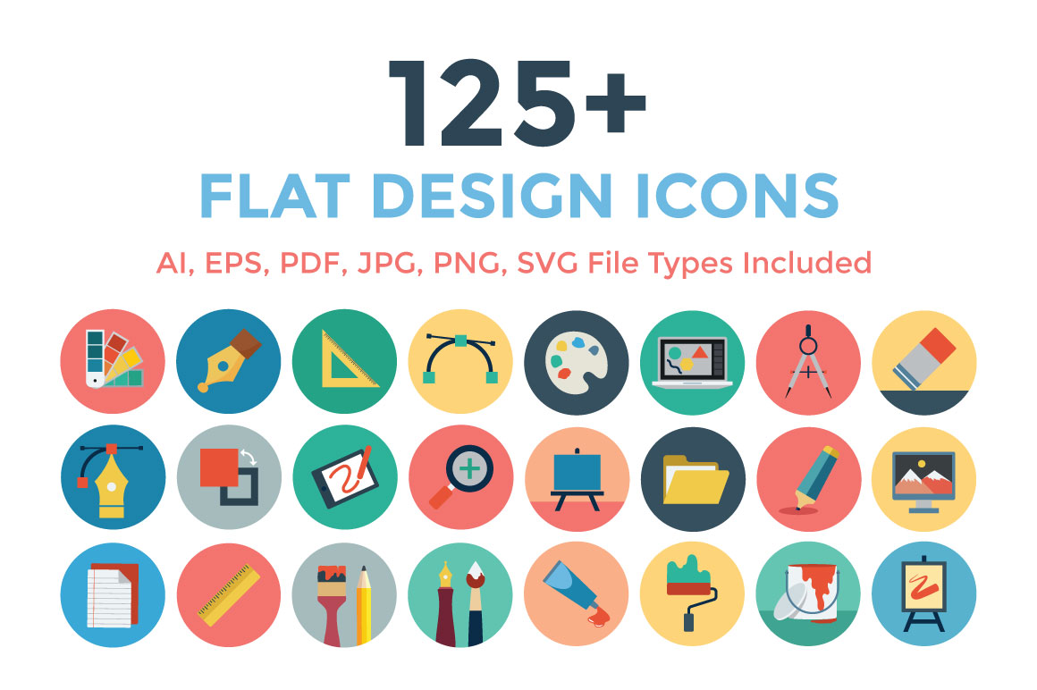 125 Flat Design Icons Creative Stall
