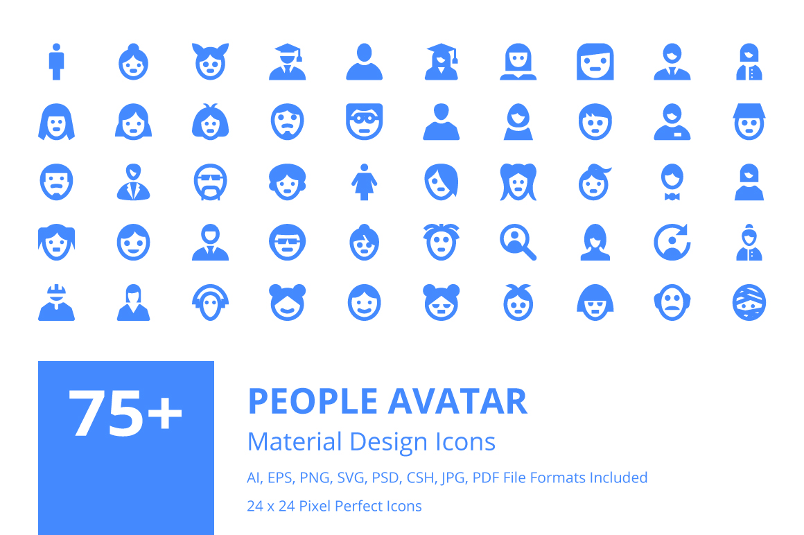 75 People Avatar Material Icons  Creative Stall